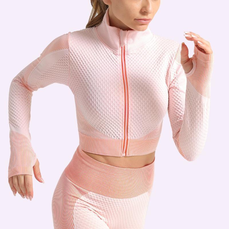 

Sports Top Women Zipper Long Sleeve Yoga Shirts Waist Shaping Gym Workout Running Jacket Training Outfits Push-up Fitness Coat1, Z204903
