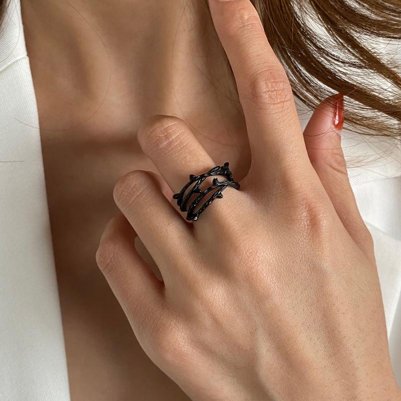 

2021 New Adjustable Vintage Retro Crown of Thorns Charms Thorn Ring Twig Ring Branch Pendants Open Rings for Women