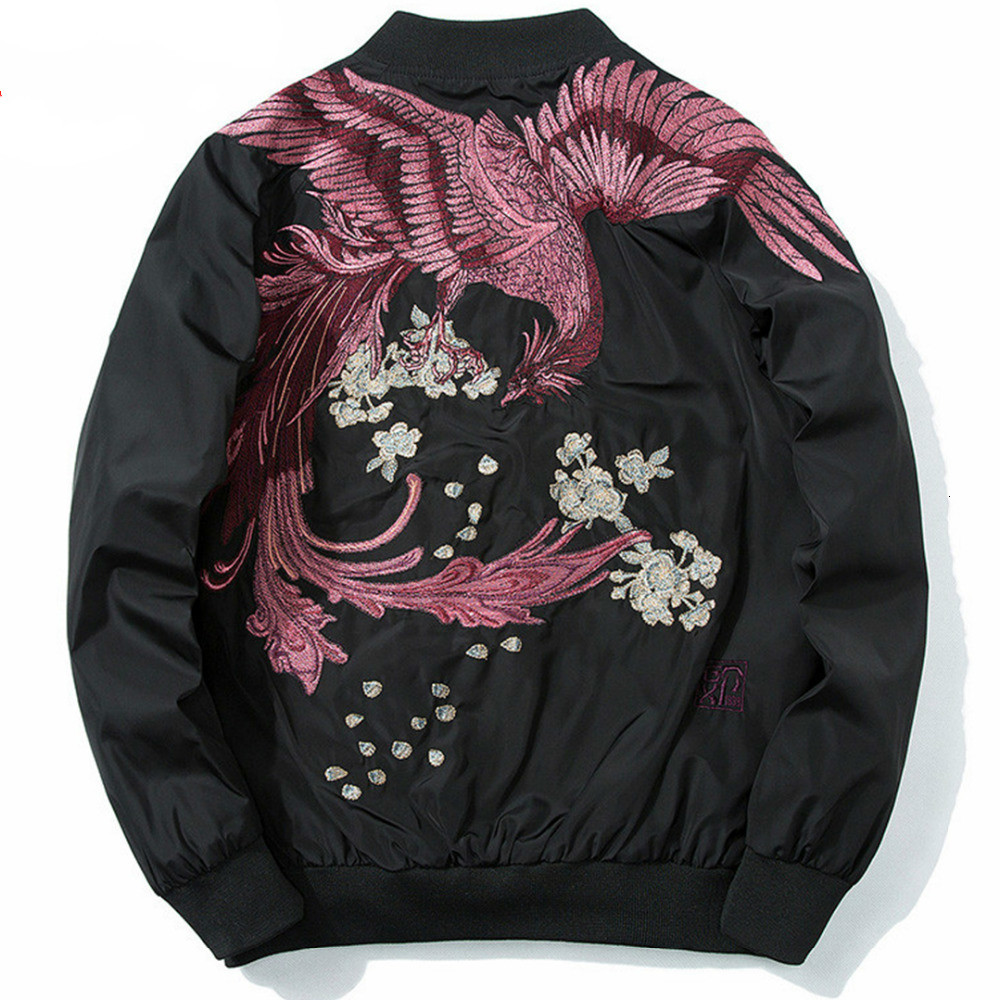 

2021 New Tang Hip Hop Jackets Spring Street Xs-xxxl Phoenix Coating Embroidery Size Outwear Casual R5TU, Black