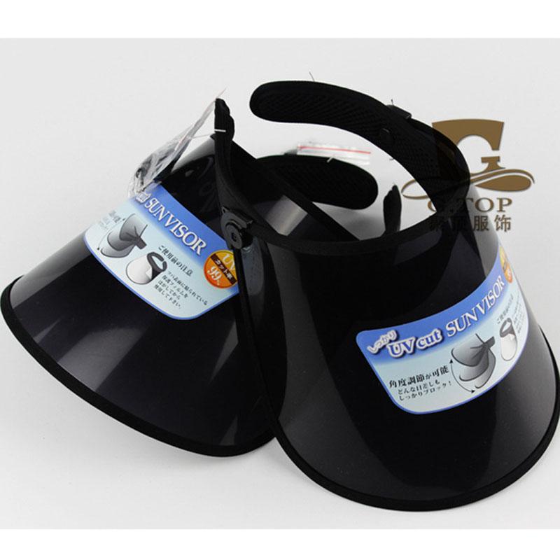 

2021 New PVC Plastic Visor Sun Hats Women's Candy Colors Casual Outdoor Caps For Cycling UV Protection Sunscreen Hats Adjustable, Black