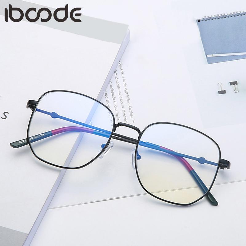 

iboode Glasses Retro Men Women Plain Mirror Fashion Metal Frame Clear Lens Eyeglasses Female Gggle Spectacle Unisex Eyewear New