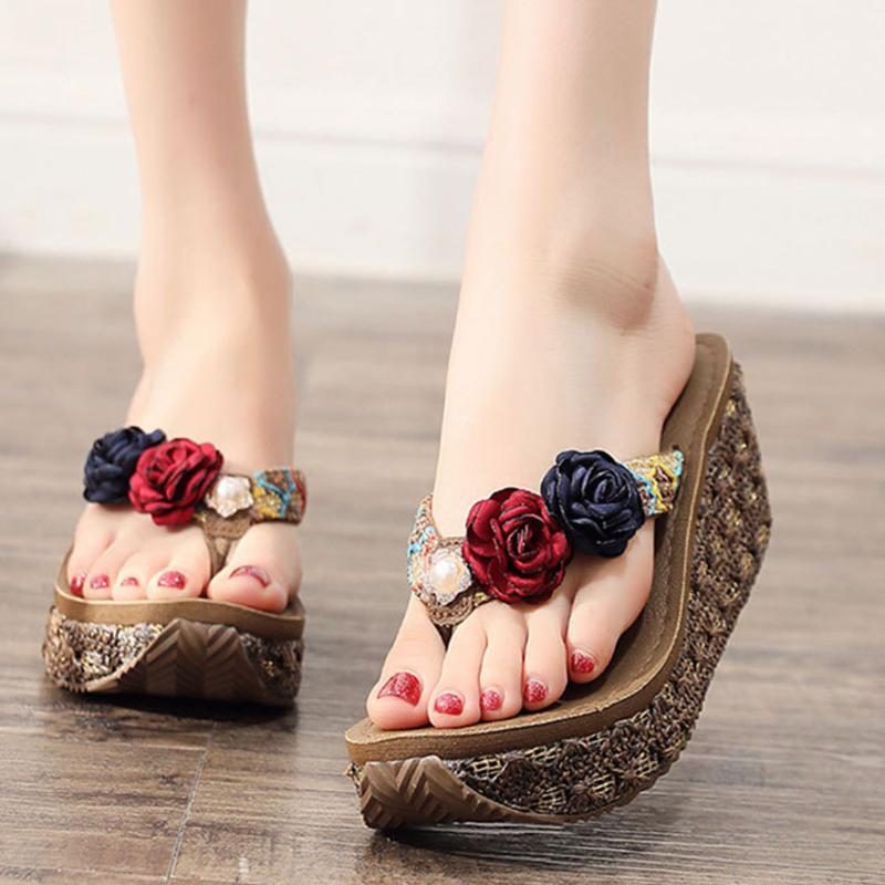 

SaraIris Comfy Platform Flip Flop Women Summer Casual Slippers Ladies Elegant Daily Summer Wedges Shoes1, Black