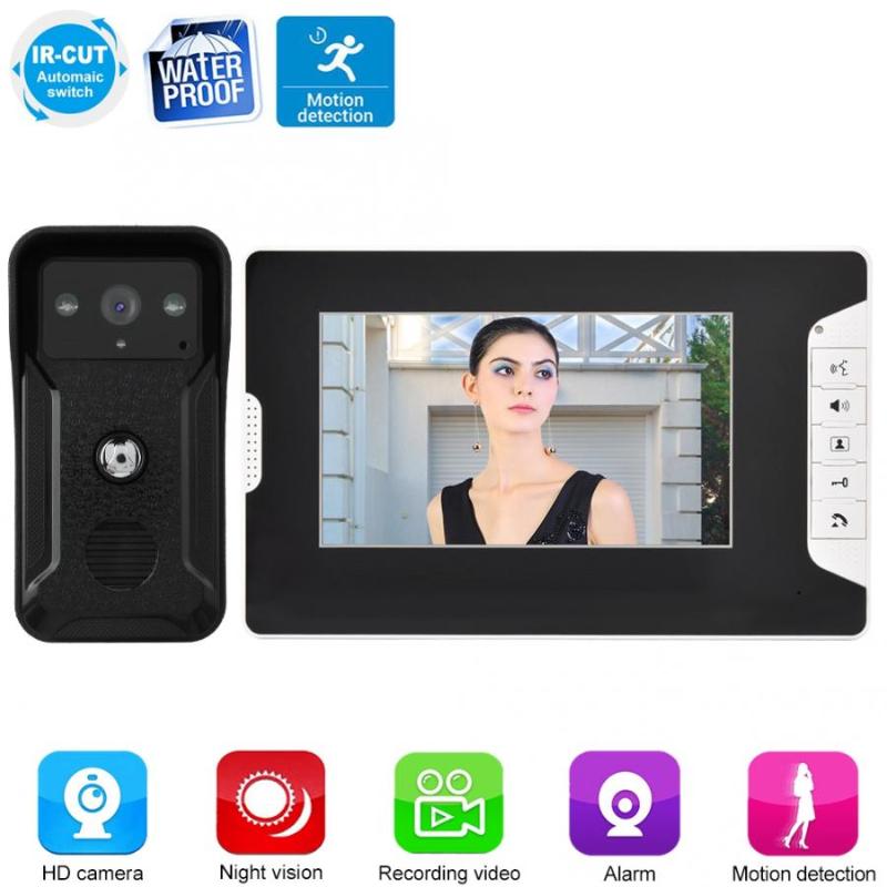 

Night Vision Doorbe 100-240V 7inch Wired Color Video Intercom Doorbell Night Vision Rain-proof Door Bell Video Intercom Doorbell