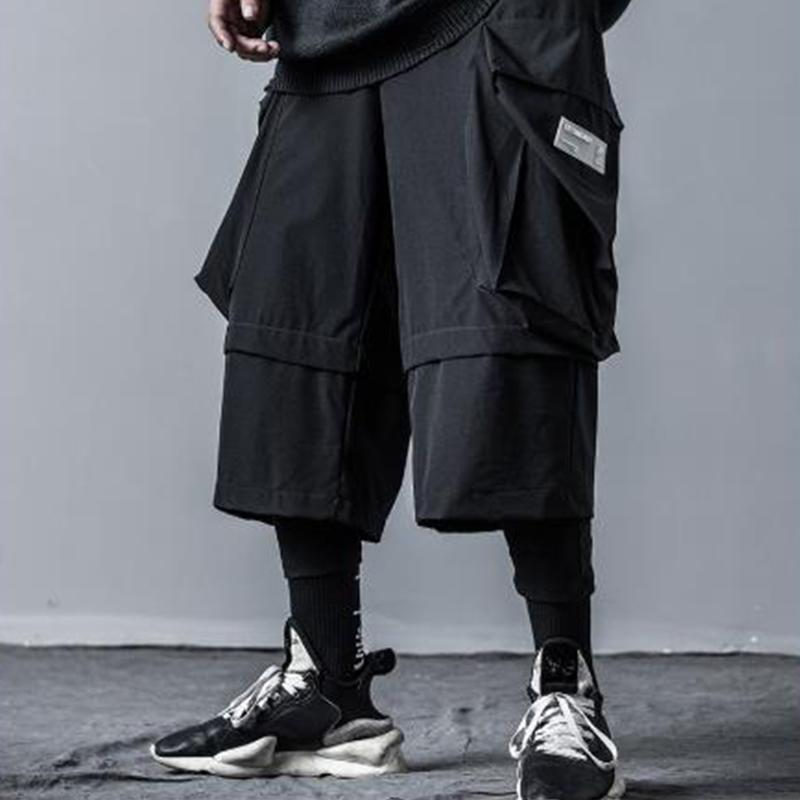 

Men's shorts Spring/summer slacks men's baggy knickerbockers sport pants street hip hop stage wear trend, Black