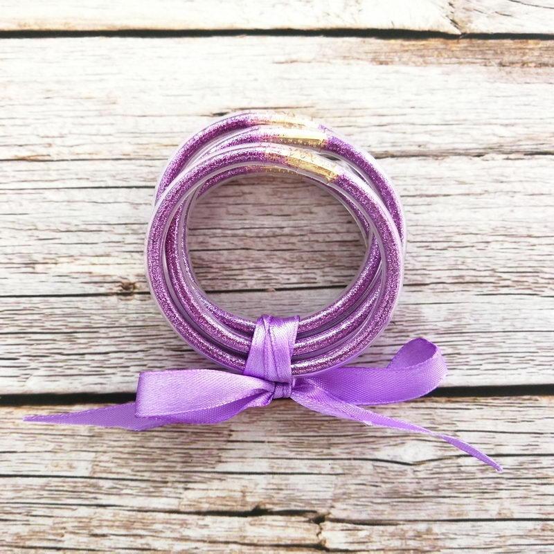 

5 PCS/Set ZWPON All Weather Glitter Filled Bangles for Little Girls Bowknot Christmas Kids Gifts Buddhism Jewelry Wholesale1