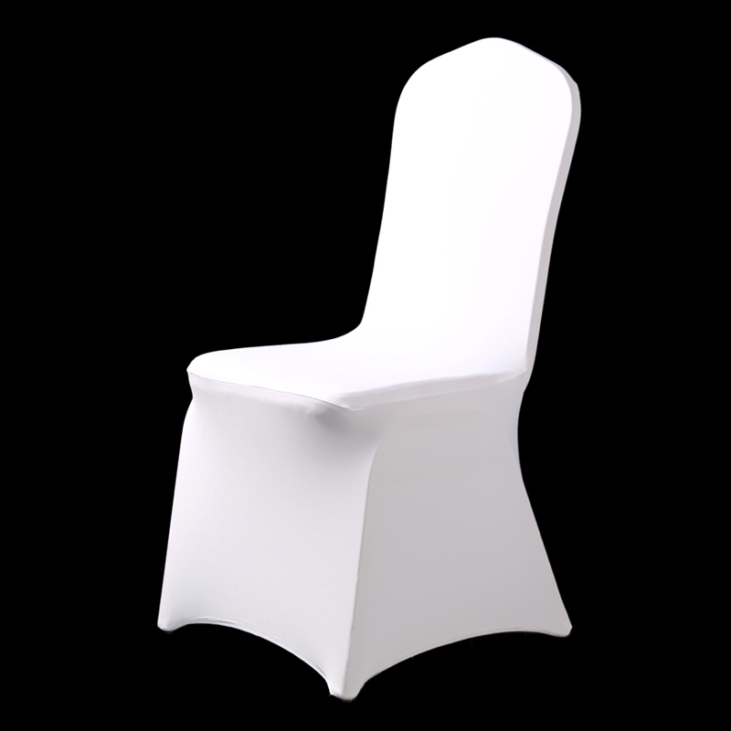 

HOT 100pcs Universal Hotel Spandex White Chair Cover Lycra Weddings Chair Covers Party Dining Christmas Event Decor Seat Cover Y200103