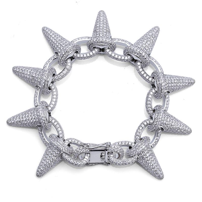 

TOPGRILLZ Spikes Rivet Stud Mens Rivet Charm Bracelets 2020 Iced Out Gold Silver Color Bracelets For Men Hip Hop/Punk Jewelry