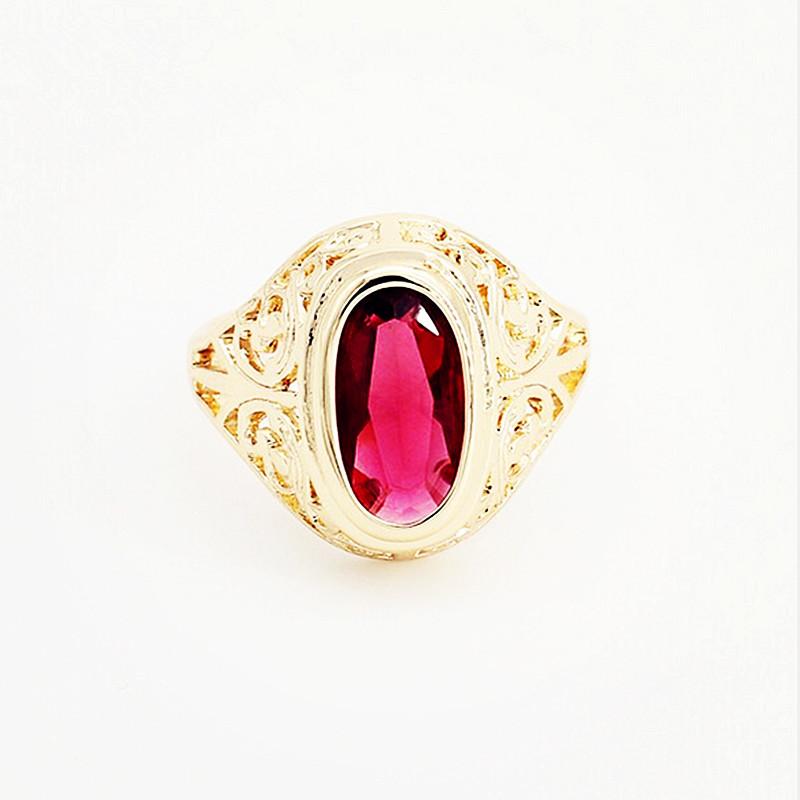 

Wedding Rings TRENDY RING 585 ROSE GOLD COLOR JEWELRY MEN OVAL RED STONE CUBIC ZIRCON FASHION RINGS925