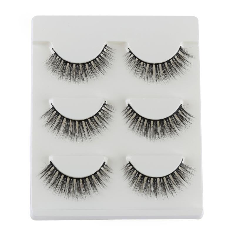 

3Pairs New Fashion Natural Long Black mink lashes 3D False Eyelashes Handmade Thick Fake False Eyelashes Extension Beauty Makeup