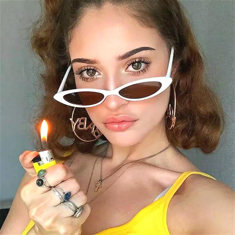 

Sunglasses Vintage Black Cat Eye Women Fashion Brand Designer Mirror Small Frame Cateye Sun Glasses For Female Shades UV400