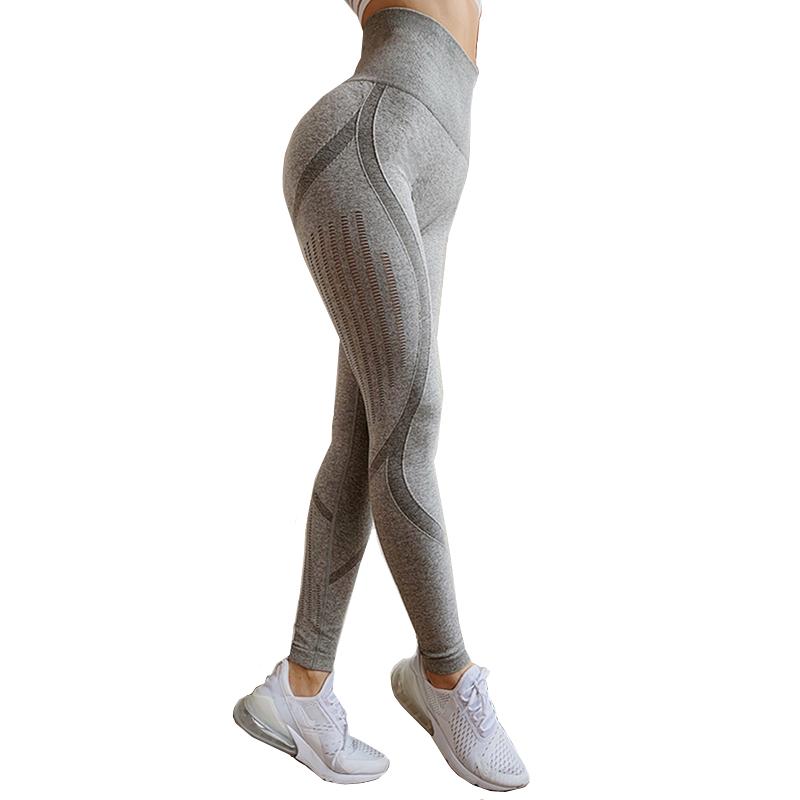 

Solid Leggings Yoga Pants Women Sport Leggings Stretch Fitness Yoga Women S- Slim Gym Tights Running Jogging Pants, Gray
