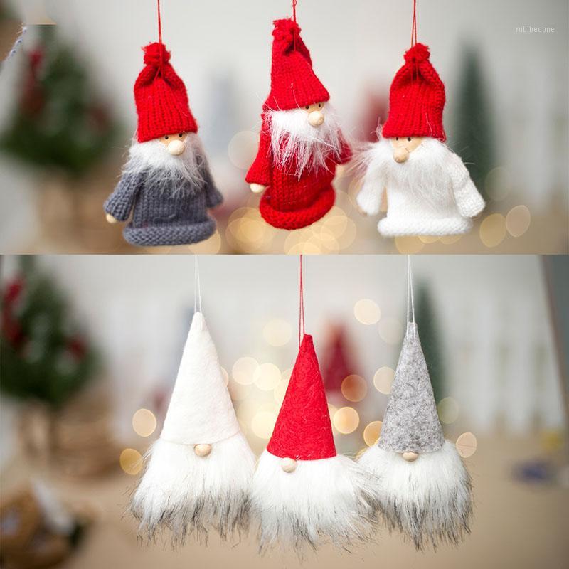 

3Pc Cute Christmas Pendant Sweater Santa Claus Decoration Christmas Tree Hanging Ornaments Kids Gifts Beard Doll Decor1