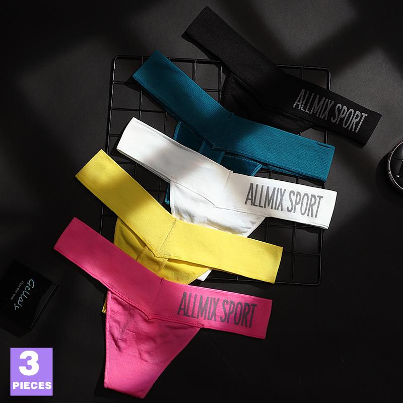 

3PCS sporty style low waist sexy panties women's underpant sexy Ladies Panties Thongs String Seamless Briefs Lingerie Tanga, Random color
