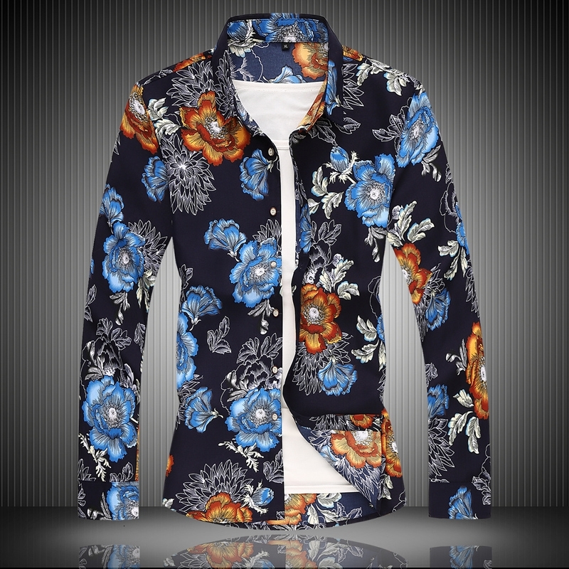 

2021 New Autumn Spring Clothes Chinese Printing Flower Male Shirt Long Sleeve Size 6xl 7xl for Man 6WF5, 404 1