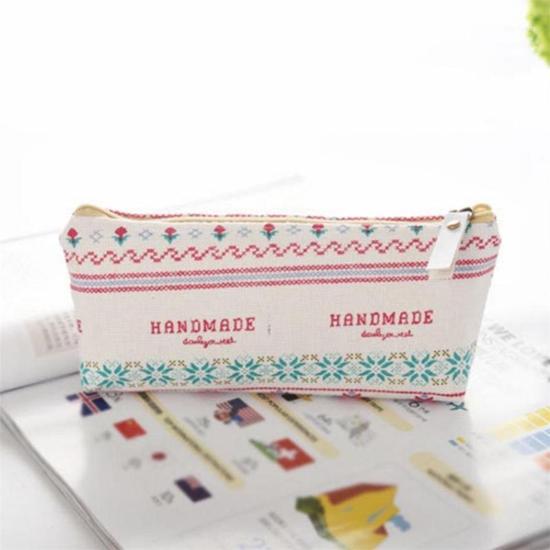

1pcs Funny Pencil Bags Animals Canvas Floral Hedgehog Polar Bear Tree Whale Lovely Pencils Case Stationery School Office Supplie1