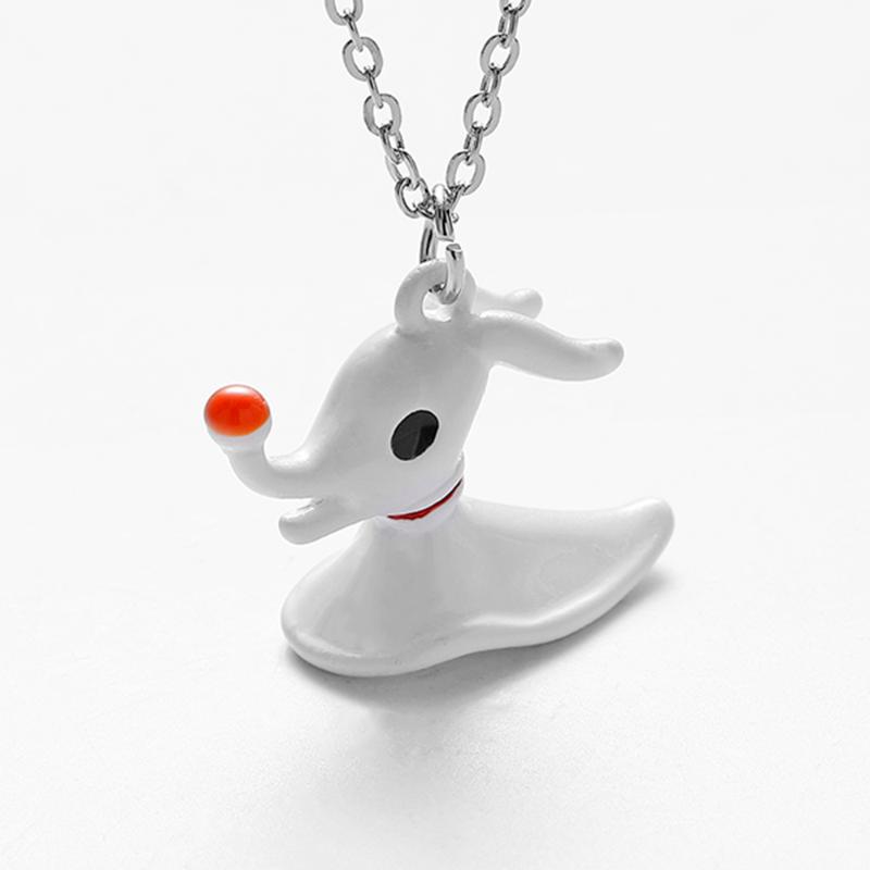 

Hanreshe Nightmare Before Christmas Necklaces Jack Ghost Dog Halloween Pumpkin Nose Enamel Pendant Women Gothic Jewelry