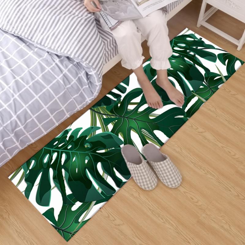 

Green Monstera Leaves Crystal Velvet Area Rug And Carpet For Kids Baby Home Living Room Cushion Bedroom Floor Bath & Toilet Mat
