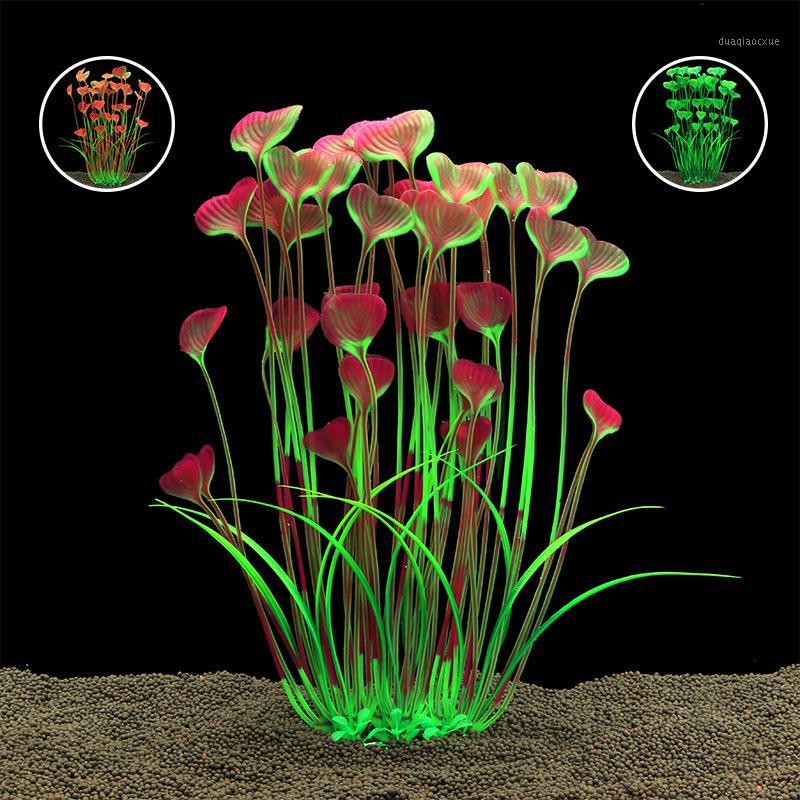 

40cm large Aquarium Landscape Artificial Plastic Grass Fake water Plants flores artificiales for home Fish Tank scenery Decor1, Pink