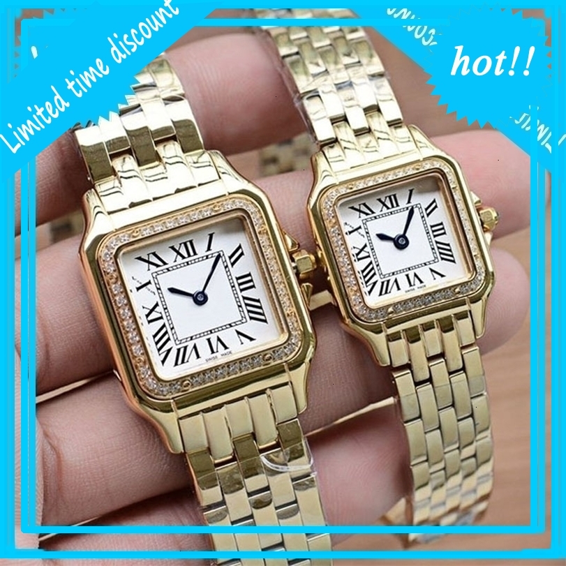 

2021 New Top Womens Gold Panthere Watch Quartz Movement Lady Watches Woman Casual 37mm 30 Square Montres de luxe Diamond Orologi Gift