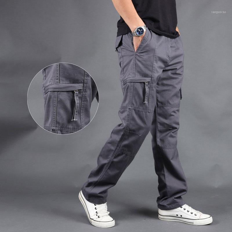 

Spring Summer Men' Outdoor Pants Zipper Pockets Straight Tactical Trousers Hiking Camping Cotton Streetwear Pantalon1, Beige