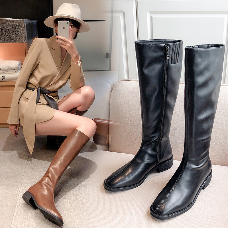 

2021 Women Mid-calf Boots Shoes Solid Superior Long Short I159, Brown.