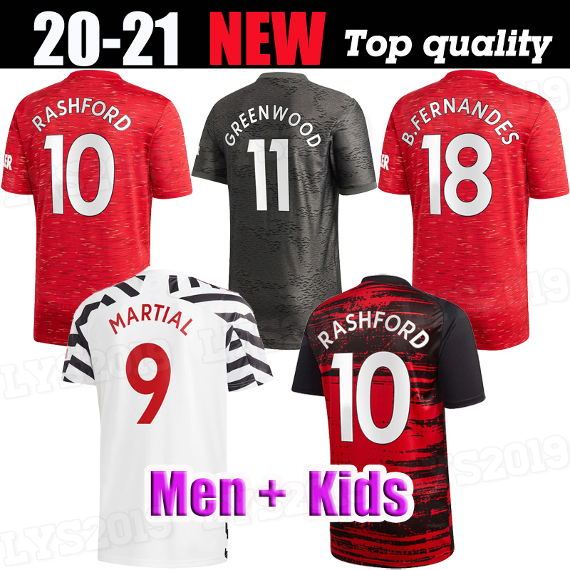 

2020 2021 RASHFORD BRUNO FERNANDES soccer jersey MARTIAL JAMES football jerseys shirts Utd 20 21 man + kids kit, Black;yellow