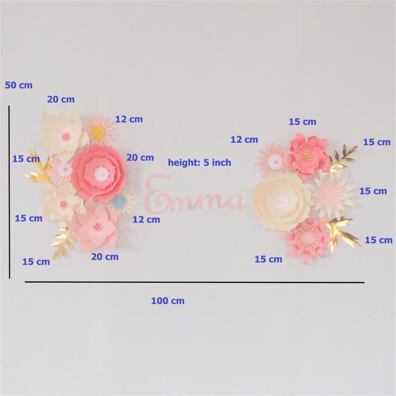 

Cardstock Ivory Pink Fleur DIY Paper Flowers Name Sign Kit 4 Nursery Wall Deco Baby Shower Girls Room Birthday Backdrop, Custom color