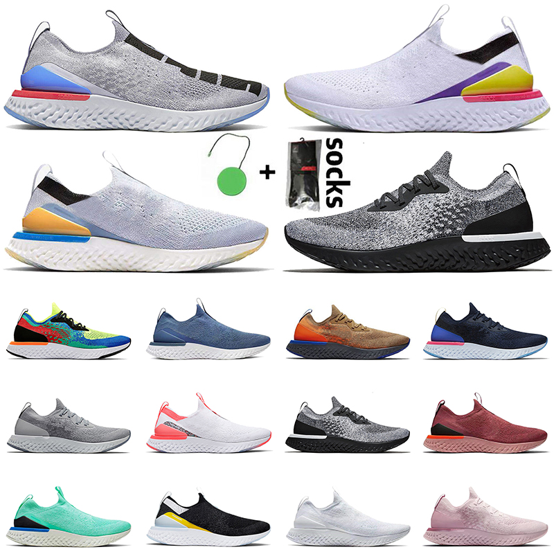

2021 New Top Quality Breathable Tennis Epic React Fly Knit Women Mens Running Shoes White Black Lace-up Blue Burgundy Trainers Sneakers, 1 black white yellow 36-45