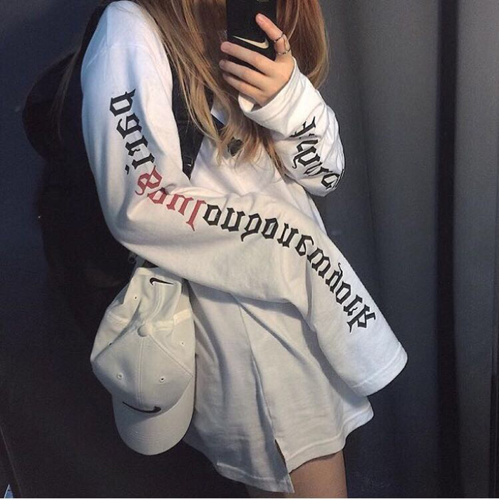 

Tee Shirt Femme Spring Autumn Woman Clothing Korean Ulzzang Harajuku Bf Letter Print Long Sleeve T-shirts For Women Tops Y200111, See chart