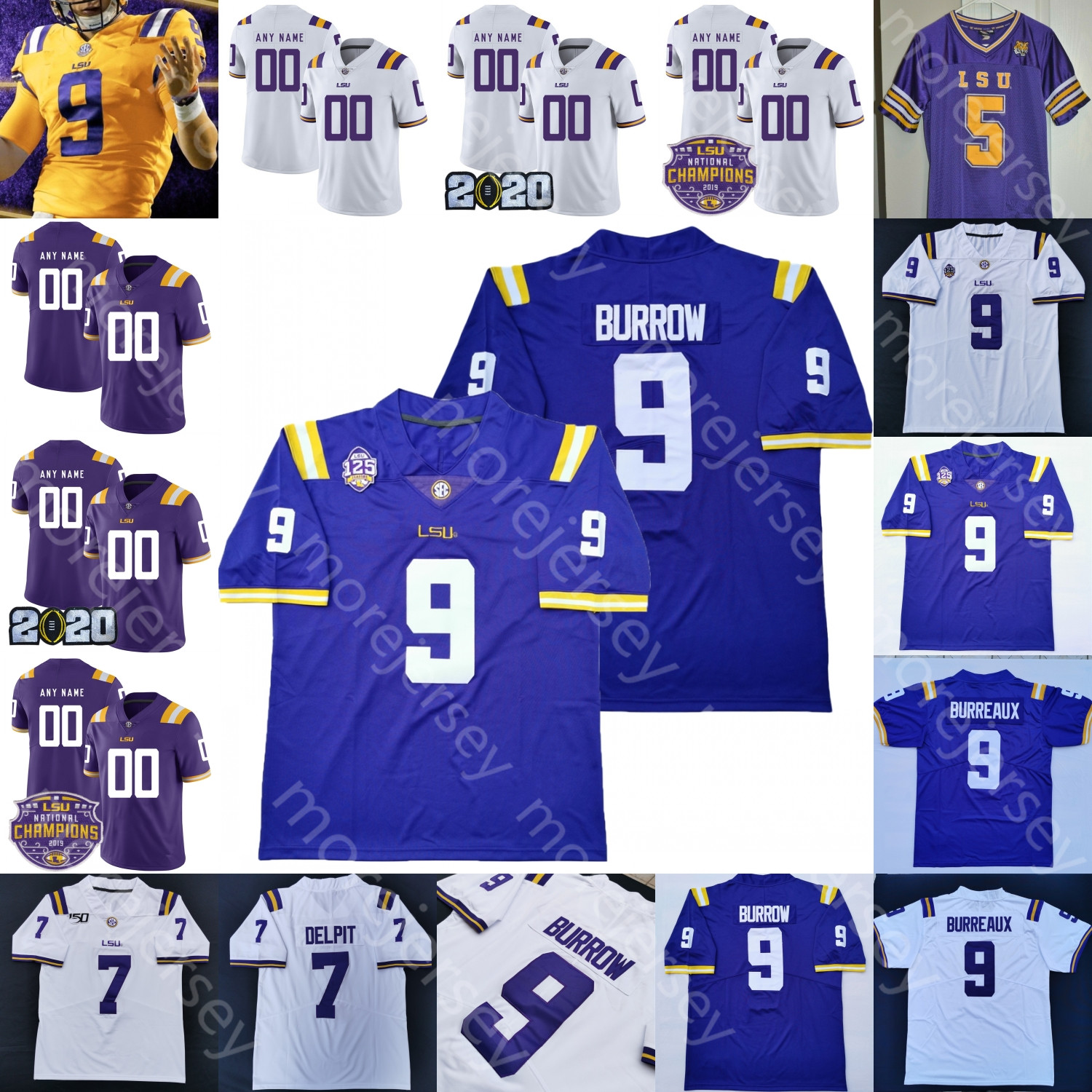 

Custom Louisiana State LSU Tigers Football Jersey NCAA College Russell Dwayne Bowe Addai John Emery Jr Jenkins McMath Arik Gilbert Clark, Purple-2020 patch