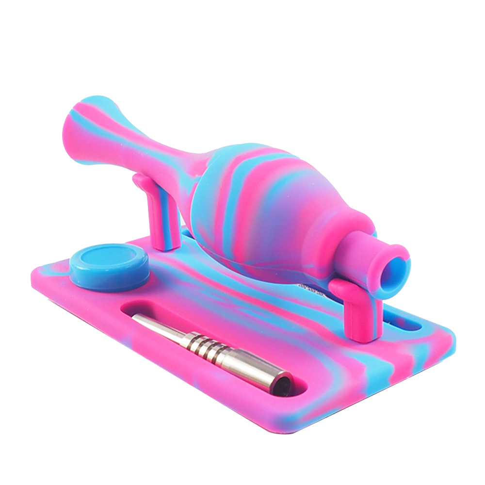 

Silicone Dabs Water Pipe 10 Inch Unbreakable Food Grade Concentrate Smoking Pipes With 5ml Jar Carving Tool 14mm Titanium Tip