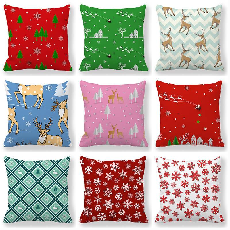 

45*45Cm Christmas tree and snow pattern Super Soft Throw Cushion Covers Home Decoration Pillowcase for Living Room