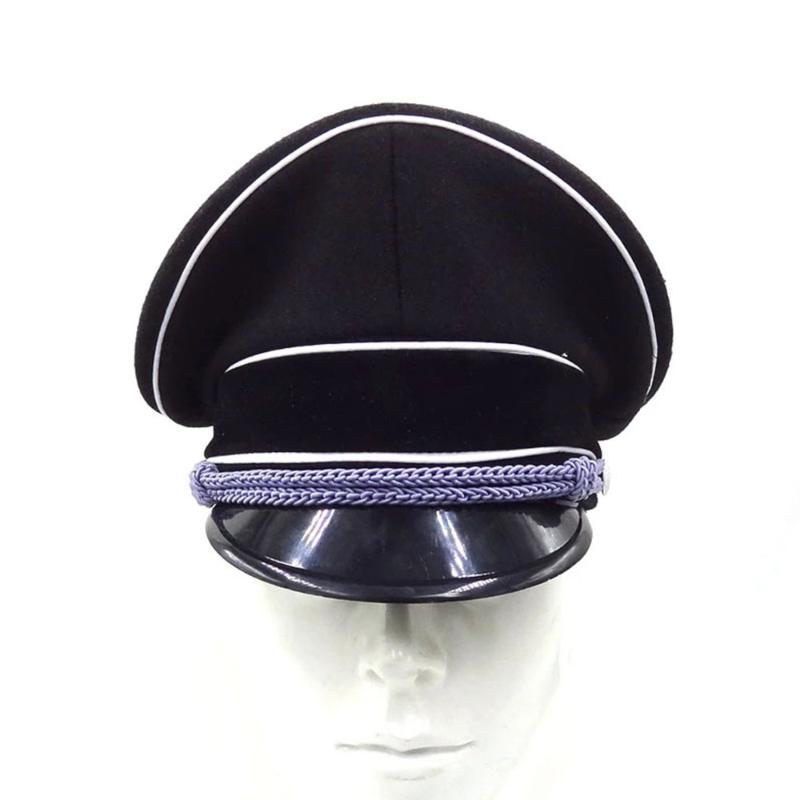 

WWII German Germany Elite Officer Wool Hat Officer Visor Cap Silver Cord Black