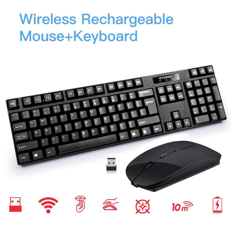

Wireless Rechargeable Mouse and Keyboard Set Laptop Desk Computer Home office Used