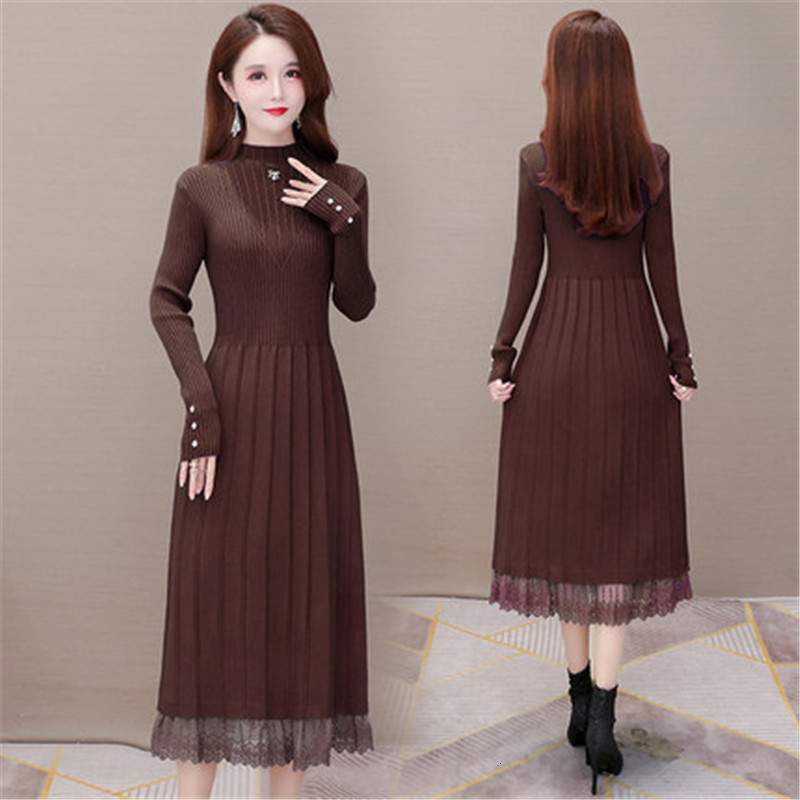 

2021 Match Interior Mesh Jacket Dressed for Woman New and Winter Mid-length Overknee Base Nightgown Skirt 18CN, Red wine