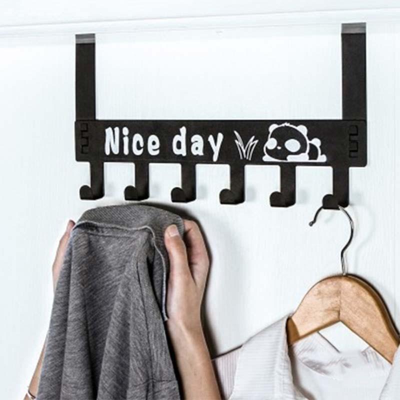 

6-Hook Bathroom Organizer Hanger Titanium Steel Home Kitchen Hooks Over Door Hanging Storage Rack Holder 66CY1