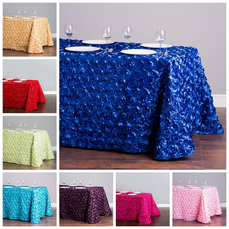 

New Design Rectangle Satin Rosette Table Cloth Wedding Tablecloth Colors Event Party Decoration LJ201223, Gold