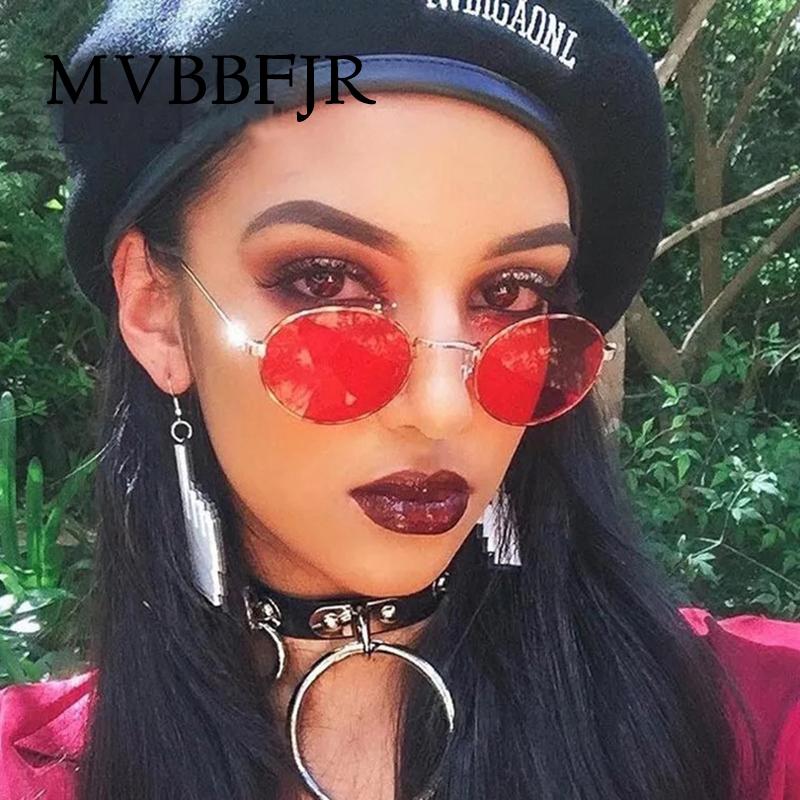 

MVBBFJR New Fashion Women Men Sunglasses Metal Brand Designer Luxury Eyewear Oval Mirror Retro Vingate Sun glasses Unisex UV400