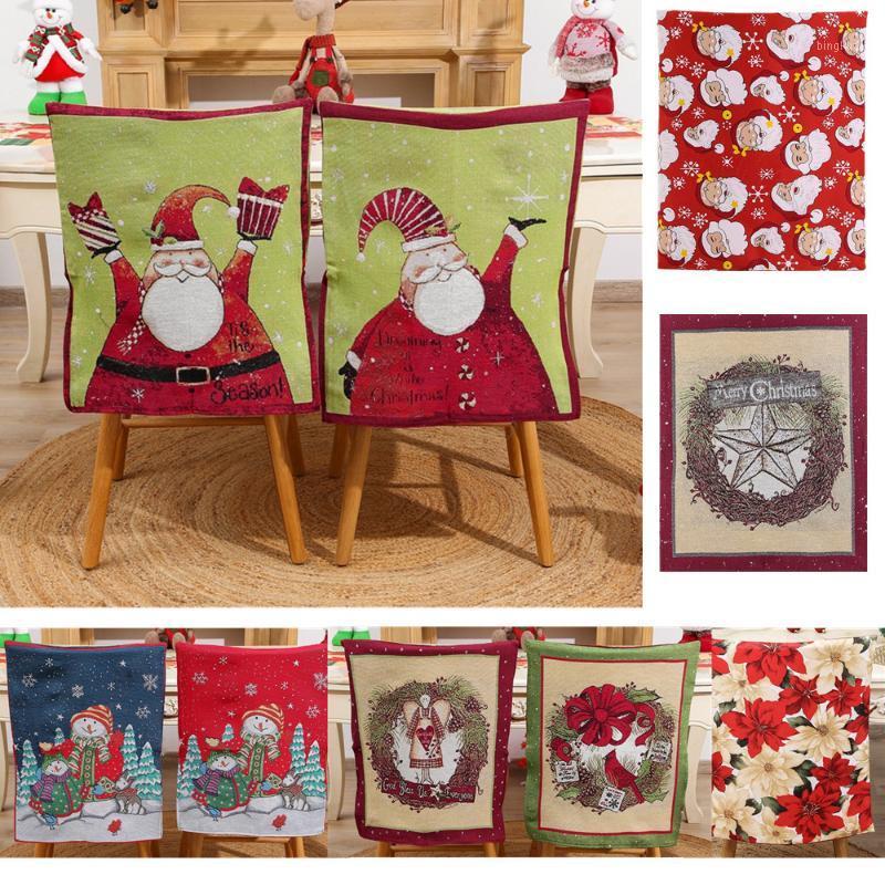 

20 Types Christmas Kitchen Chair Cover Dining Table Decor Cartoon Santa Snowman Removable Furniture Covers New Year Home Decor1