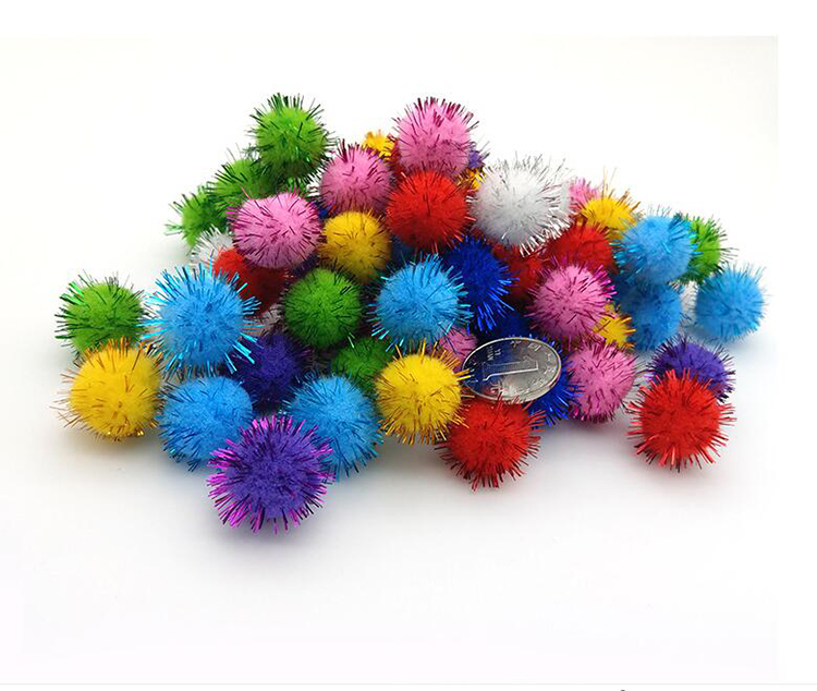 

Arts Craft Pom Poms Glitter Poms Sparkle Balls Assorted Color with Glitter Tinsel For DIY Craft Party Decoration Cat Toys Multiple Sizes Av