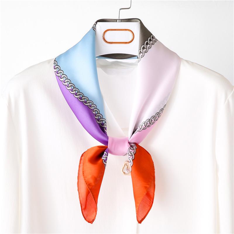 

Fashion 2021 Silk Scarf Square Women Shawls And Wraps Print Small 70cm Hijab Scarves Neck Hijabs Foulard Bandana