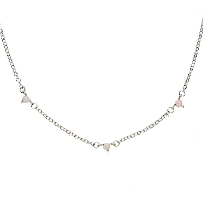

gold filled chain short choker necklace 3mm 3 pcs white fire opal women female fashion opal elegant stunning necklace 36+7cm