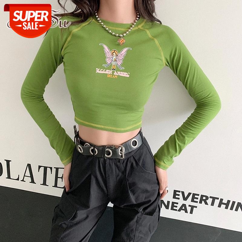 

ArtSu Autumn Cotton Patchwork Butterfly Tshirt Woman Graphic Casual Crop Tops 2020 Streetwear Basic Woman Tees Shirt TS52386 #aw2Y, White