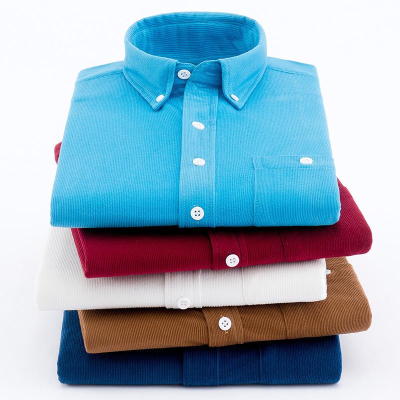 

Corduroy shirts for men Autumn Fall Winter Long Sleeves camisas hombre manga larga Solid Black Blue chemise homme manche longue, 8902-burgundy