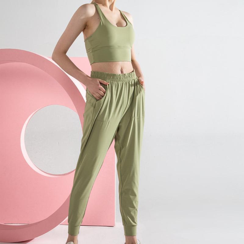 

2020 new nude sports casual pants women' high elastic loose feet pants breathable running sports nine-point women1, Black