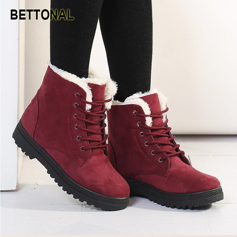 

Women's winter boots 2020 shoes for women short ankle boots booties platform Suede warm fur plush fashion Big Size 44 black