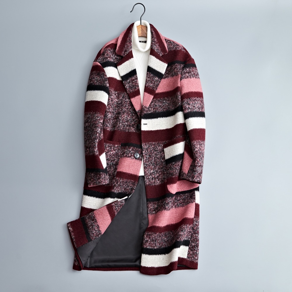 

2021 New Arrival Jacket High-quality Men Wool Turn-down Collar Thicked Coat, Male Winter Coat G2N4, Red.