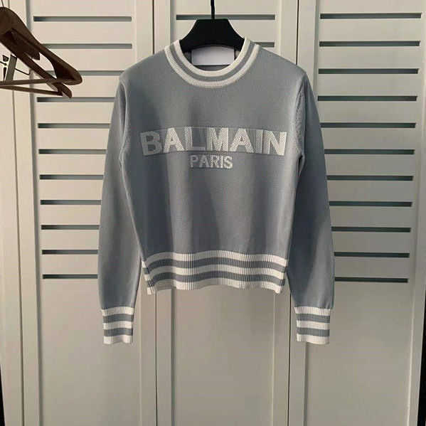 

New autumn winter 21 balman Balma contrast loose Pullover letter jacquard long sleeve sweater for women, Black lettering