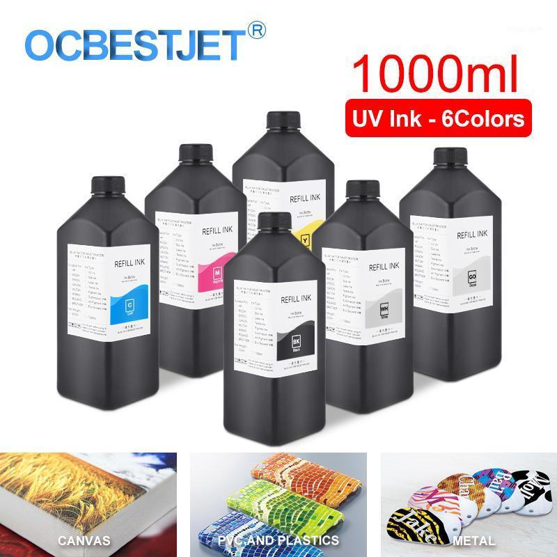 

6Color/Set LED UV Ink For DX4 DX5 DX6 DX7 Printhead 1390 R1800 R1900 4880 7880 9880 Printer (BK C M Y WH GO)1 Refill Kits