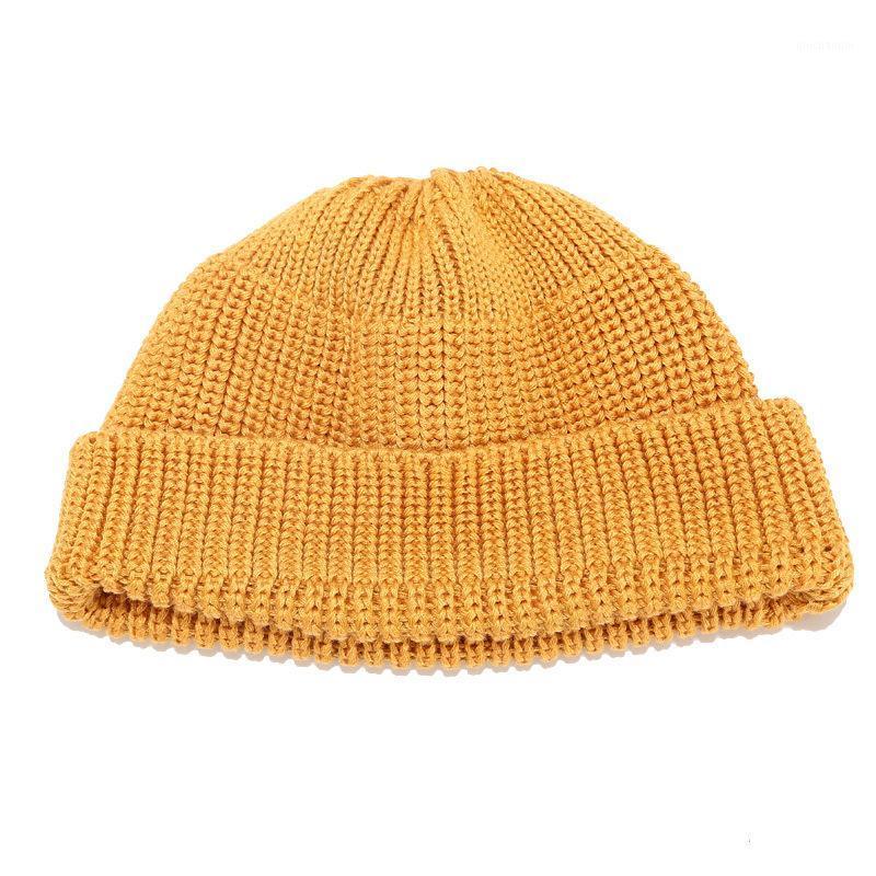 

Solid Watch Cap Hip Hop Skullies Hat Men's Knit Short Beanies Skull Cap Beige Khaki Black Yellow1